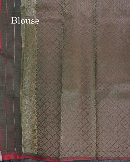Semi Silk Saree - Magenta Colour Body With Contrast Sapphire Green Blouse