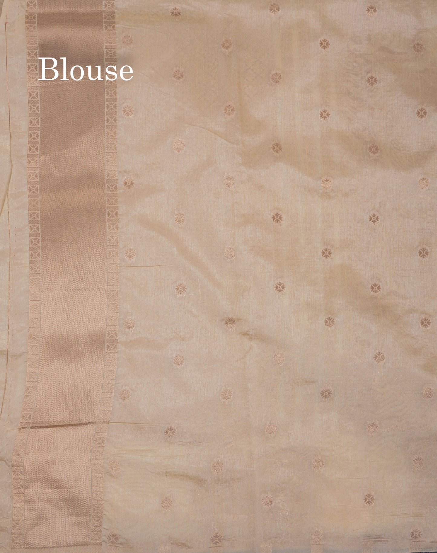 Beautiful Half White Semi Raw Silk Saree With Fancy Komatha Design Border