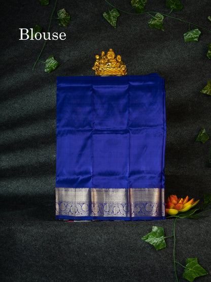 Pure Silk Pattu Pavadai (Multi Colour Checks) With  Blue Blouse 18"