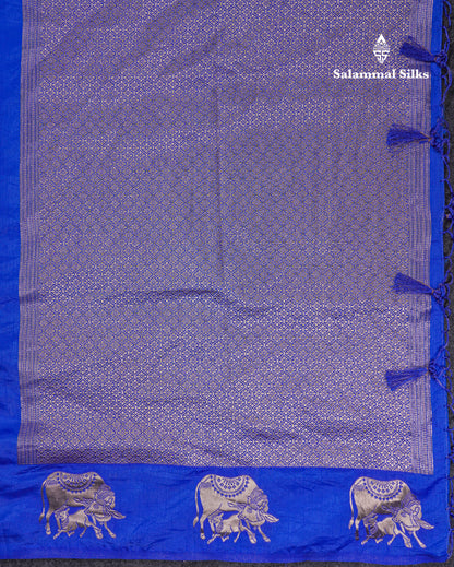 Beautiful Sky Blue Semi Raw Silk Saree With Fancy Komatha Design Border