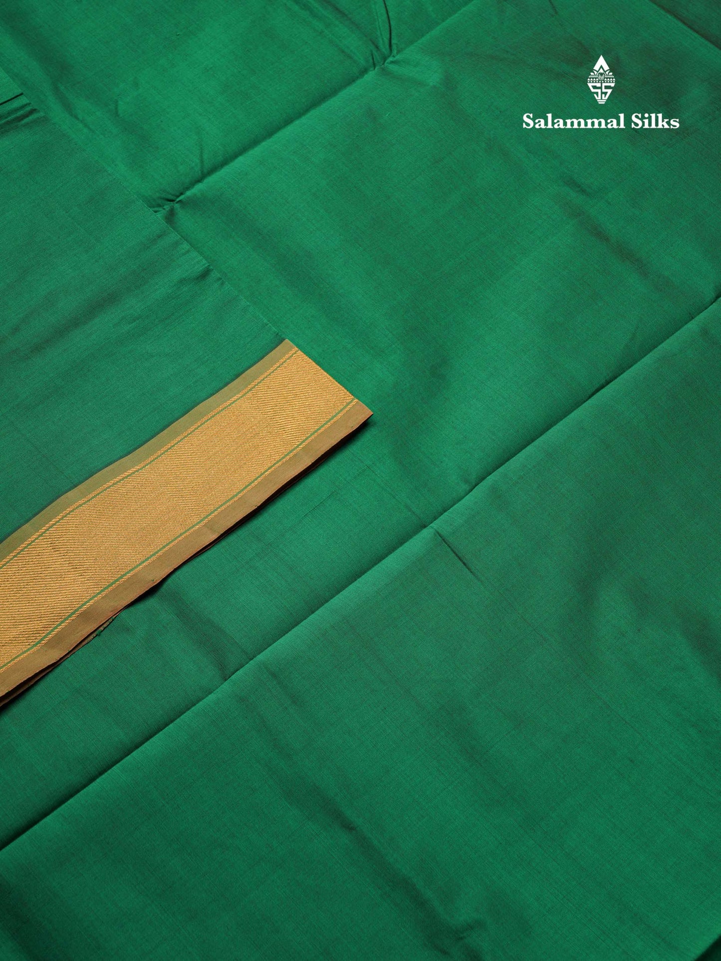Beautiful Bottle Green Plain Semi Silk Cotton Saree With Contrast Dark Sandal Blouse
