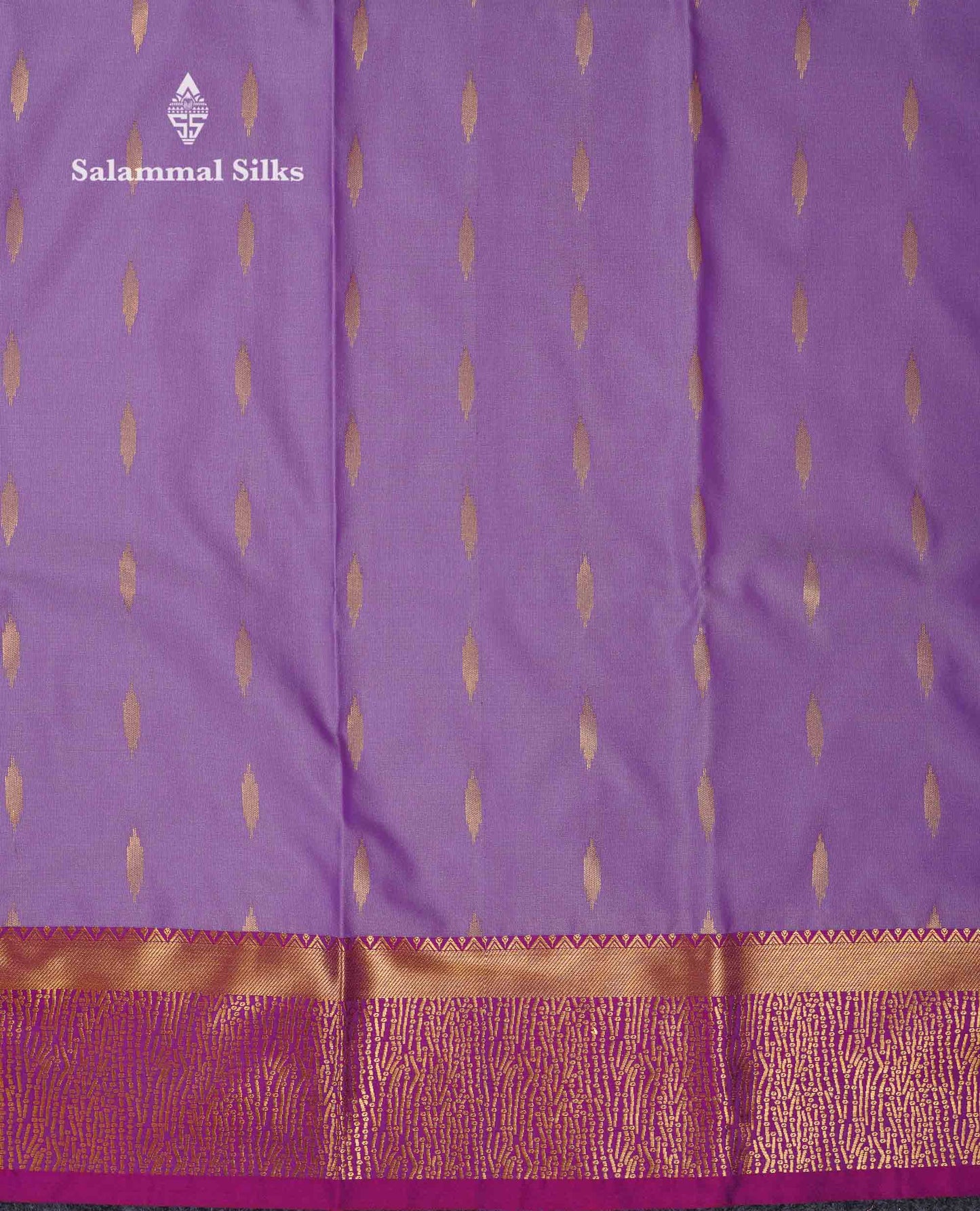 Beautiful Light Lavender Zari Butta Semi Silk Saree With Contrast Maroon Fancy Border