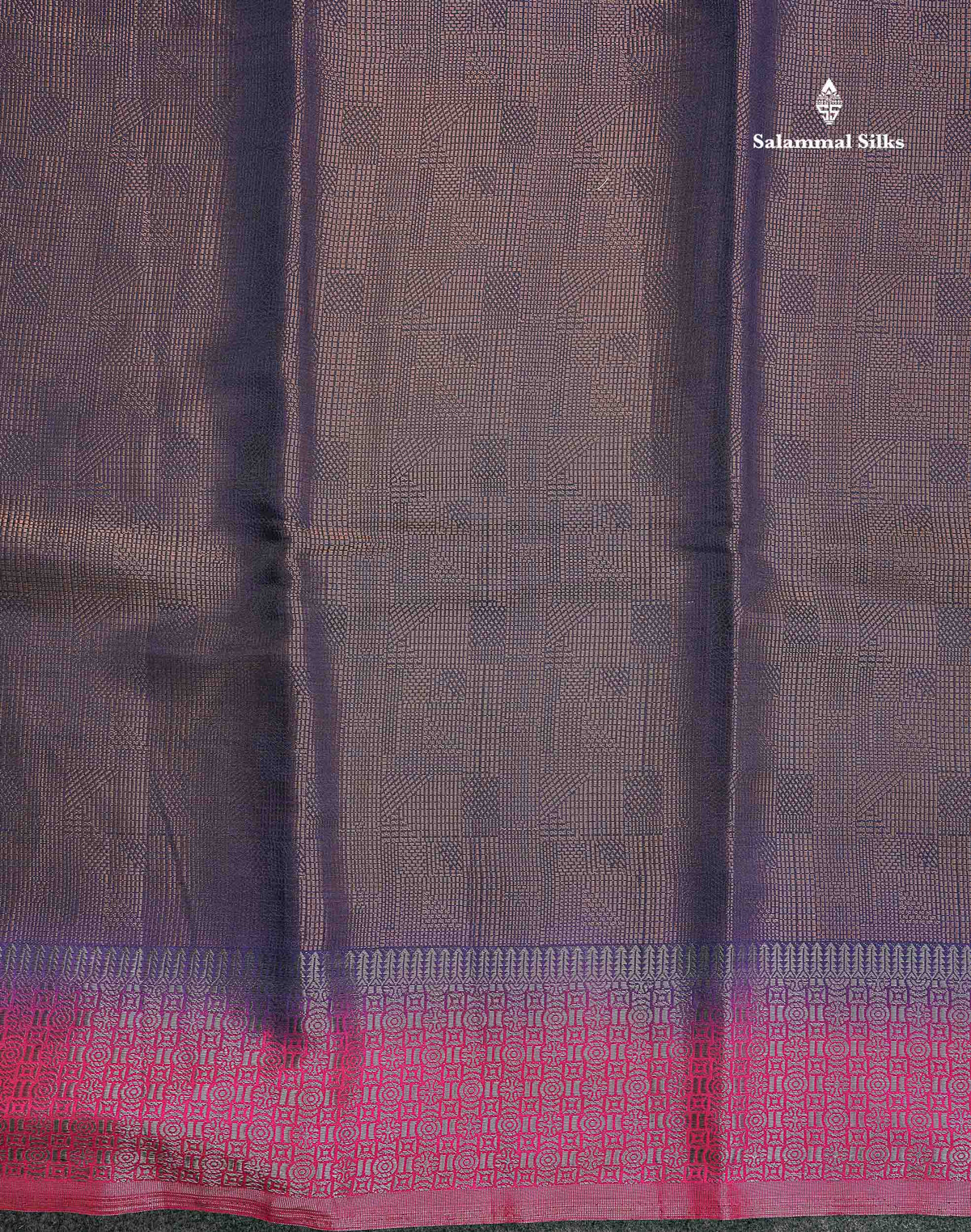 Semi Raw Silk Saree - Navy Blue Colour Body With Contrast Pink Fancy Border