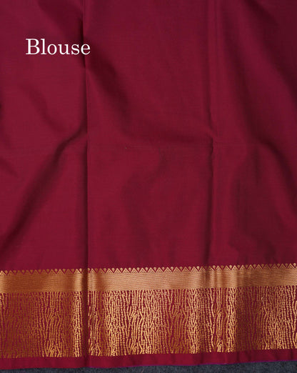 Beautiful Light Lavender Zari Butta Semi Silk Saree With Contrast Maroon Fancy Border
