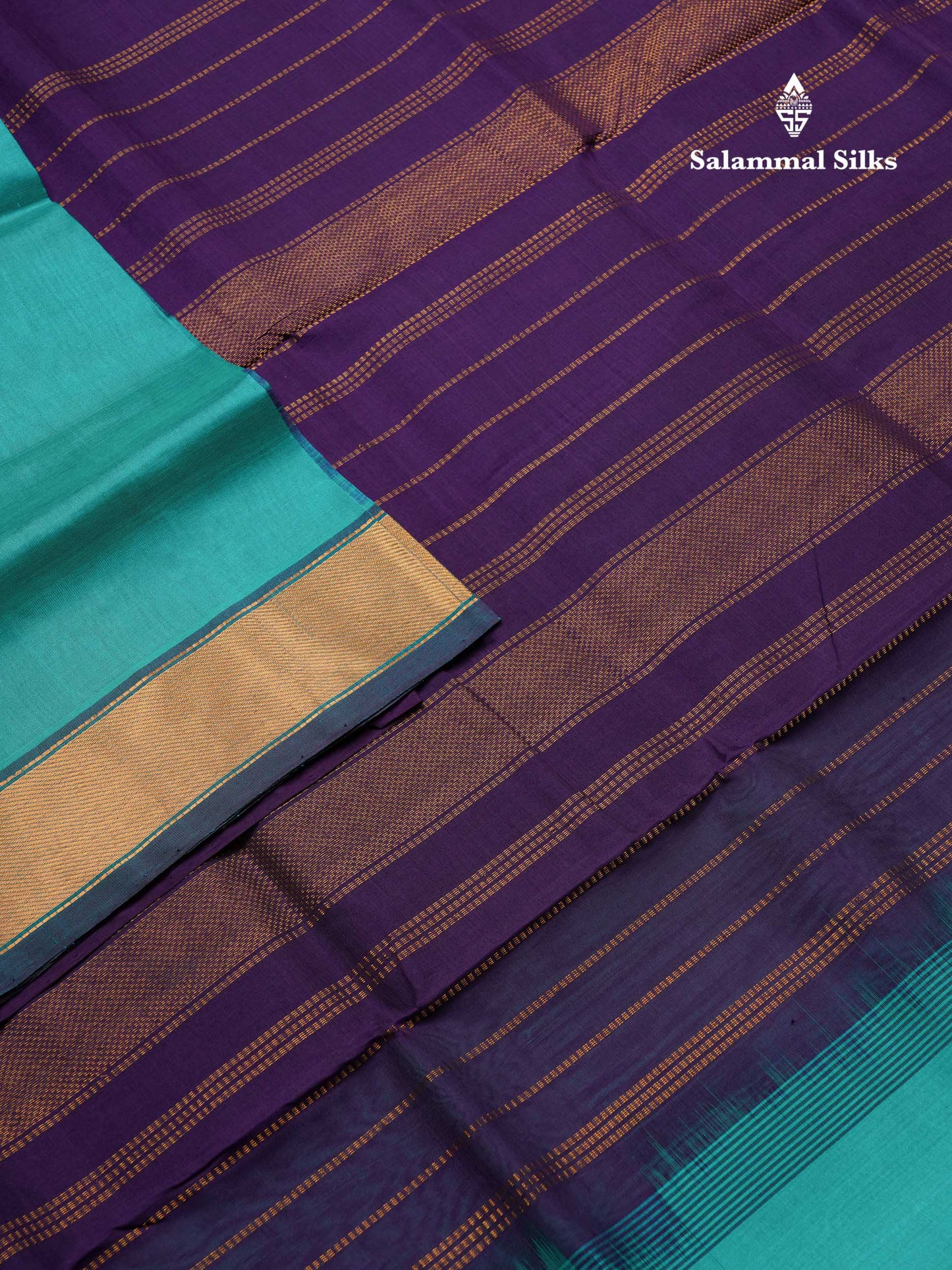 Beautiful Ramar Blue Semi Silk Cotton Saree With Contrast Violet Blouse