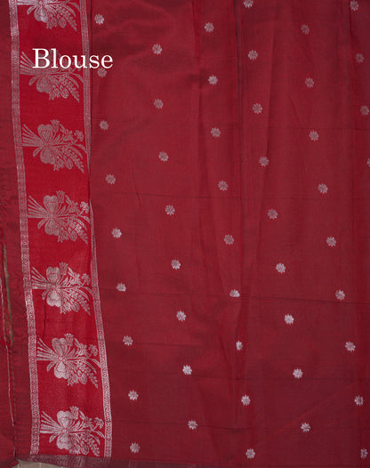 Beautiful Cream Sandal Small Checks Semi Silk Saree With Contrast Dark Maroon Fancy Border