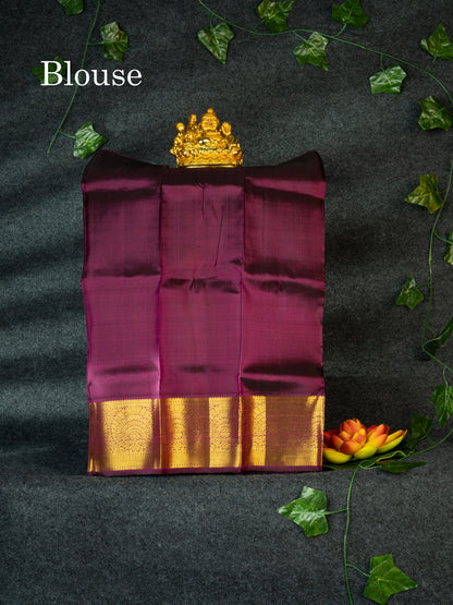 Pure Silk Pattu Pavadai (Green) With Violet Blouse 18"