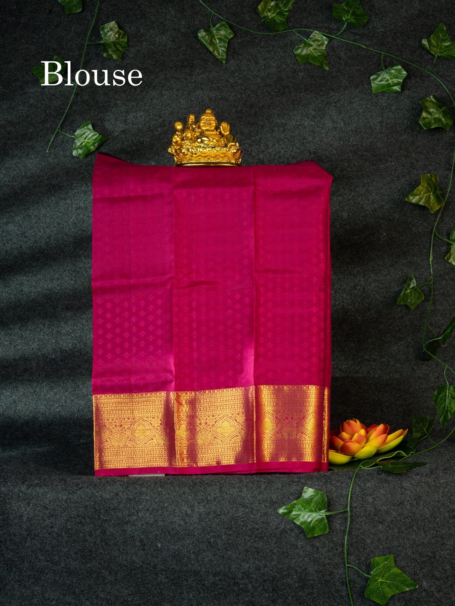 Pure Silk Pattu Pavadai (Ink Blue Checks) With Majentha Blouse 18"