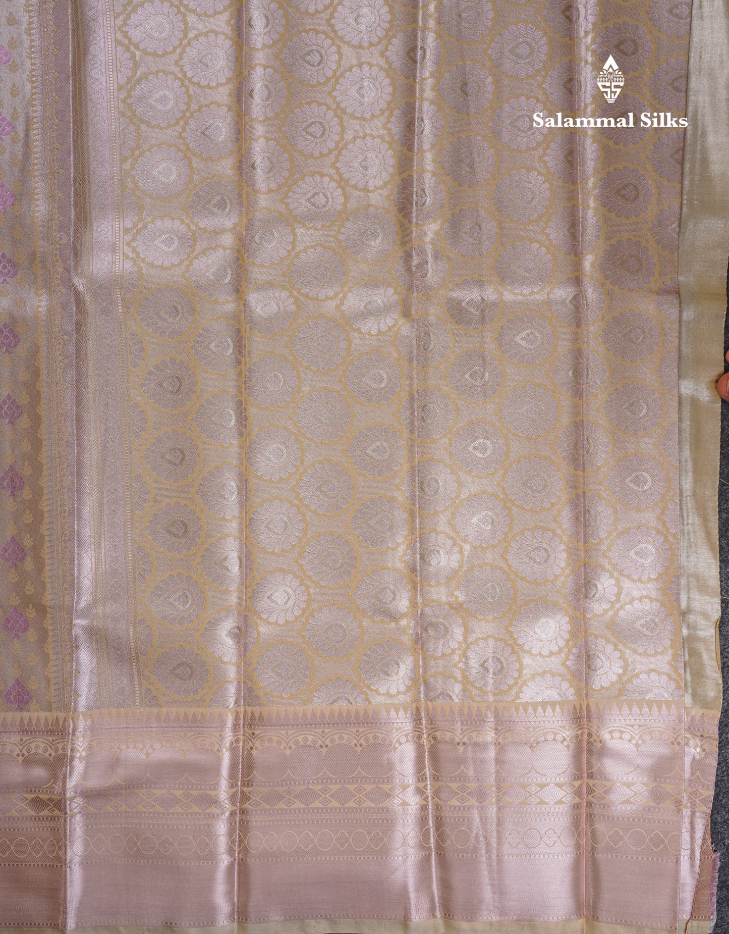 Beautiful Cream Sandal Semi Soft Silk Saree With Traditional Evening Morning Border