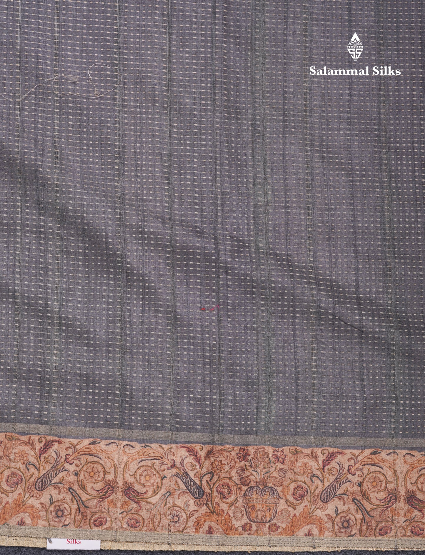 Olive Green Semi Tussar Fancy Saree With Contrast Sandal Floral Print Border