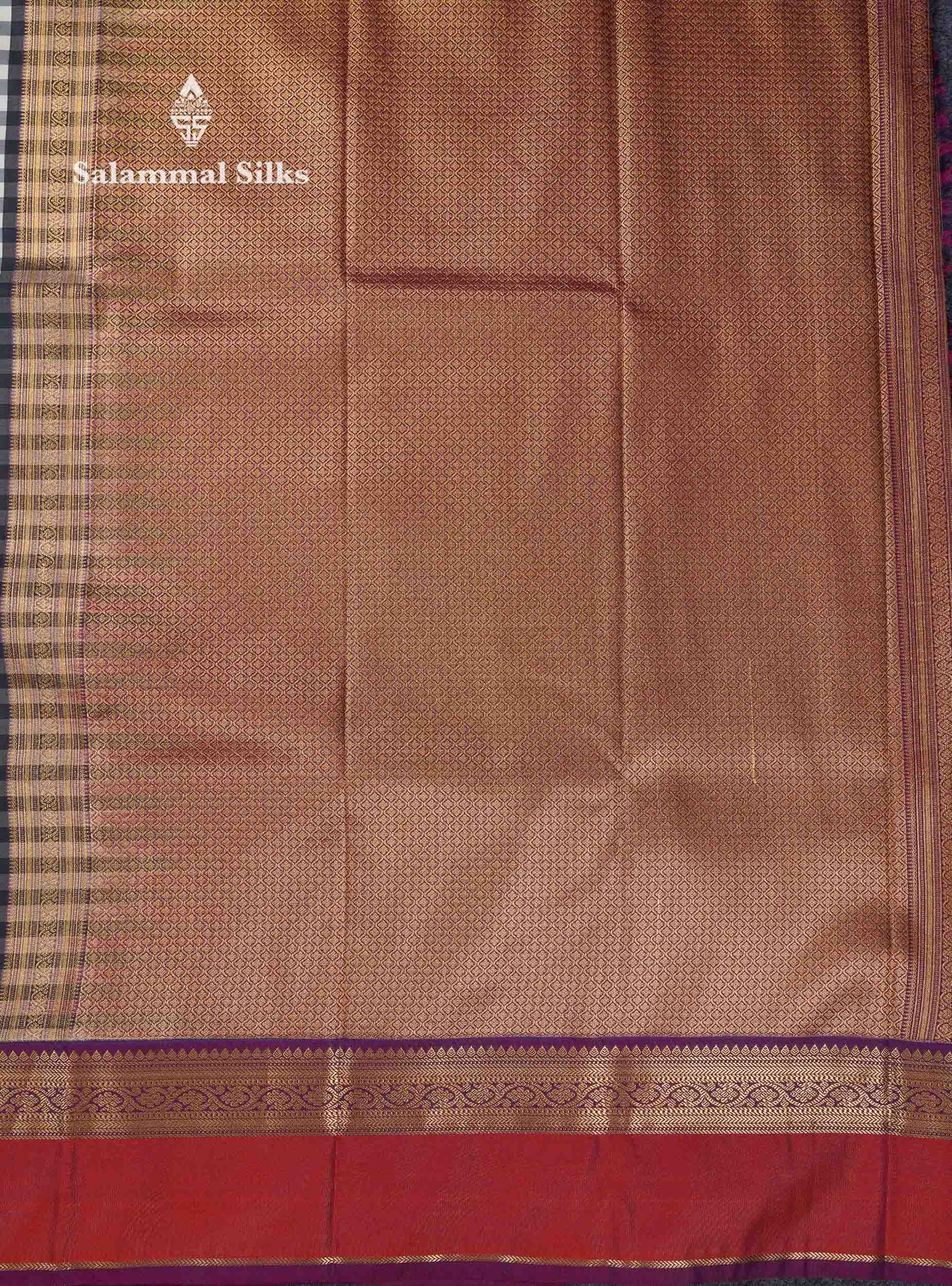 Beautiful Multicolour Small Checks Semi Silk Saree With Contrast Magenta Traditional Border