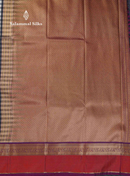 Beautiful Multicolour Small Checks Semi Silk Saree With Contrast Magenta Traditional Border