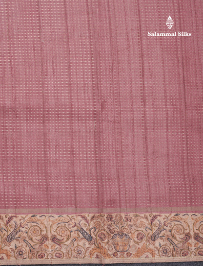 Olive Green Semi Tussar Fancy Saree With Contrast Sandal Floral Print Border