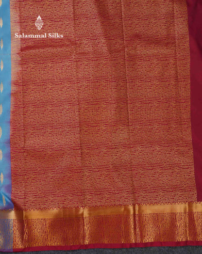 Beautiful Light Lavender Zari Butta Semi Silk Saree With Contrast Maroon Fancy Border
