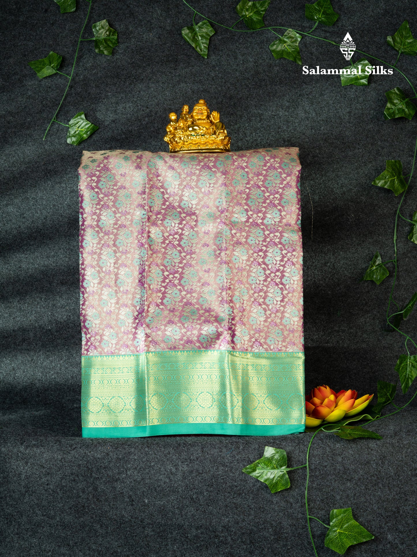 Semi Silk Pattu Pavadai (Lavander )with Light Green colour Blouse 18"