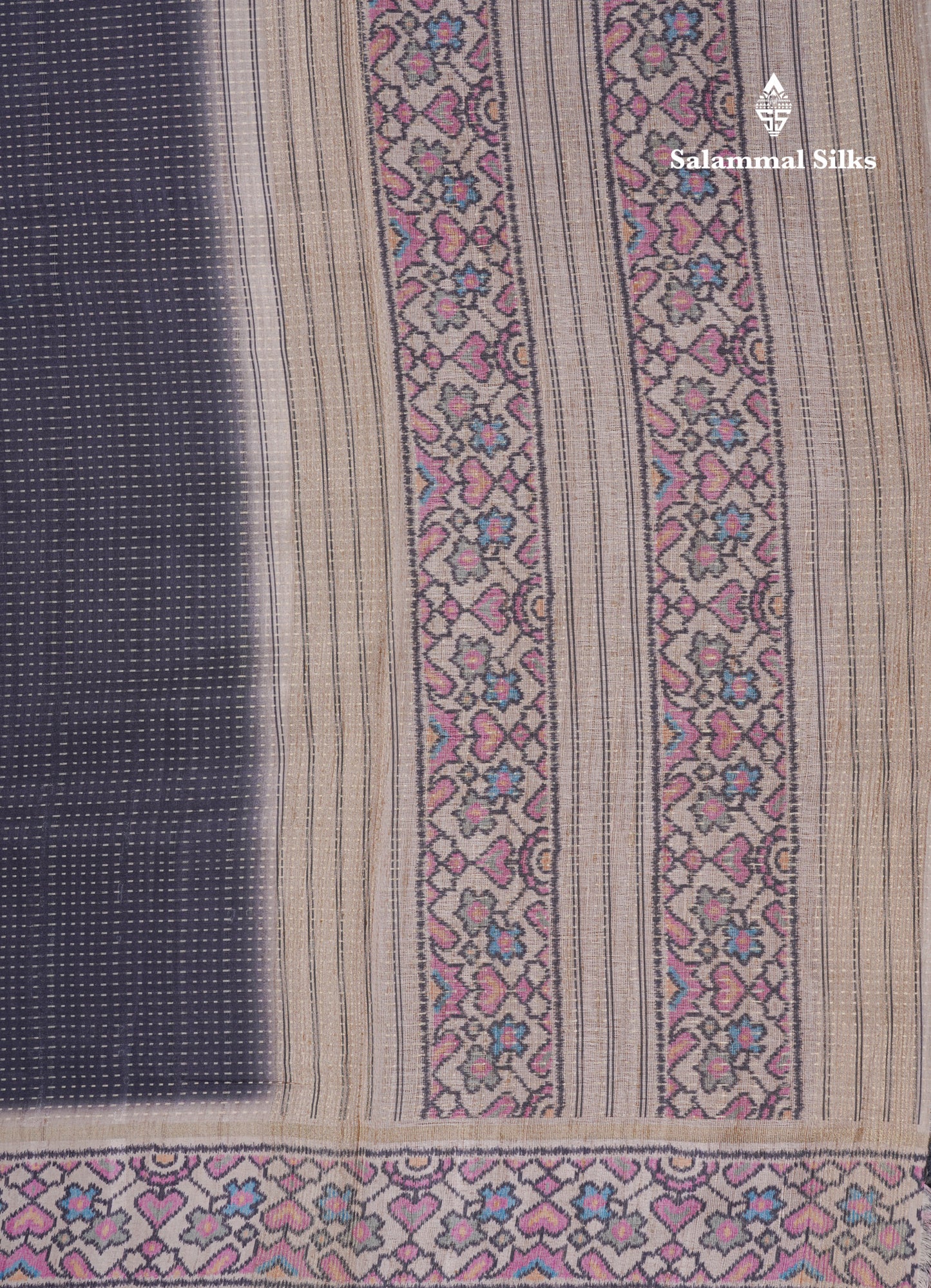 Olive Green Semi Tussar Fancy Saree With Contrast Sandal Floral Print Border