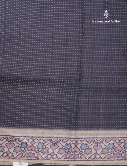 Olive Green Semi Tussar Fancy Saree With Contrast Sandal Floral Print Border