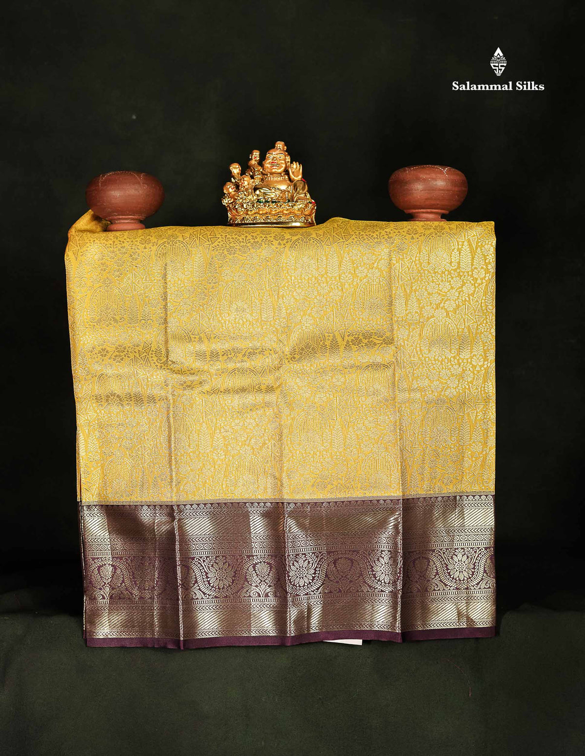 Semi Silk Pattu Pavadai - Yellow Colour Body With Contrast Dark Magenta Blouse | 0-2 Years 