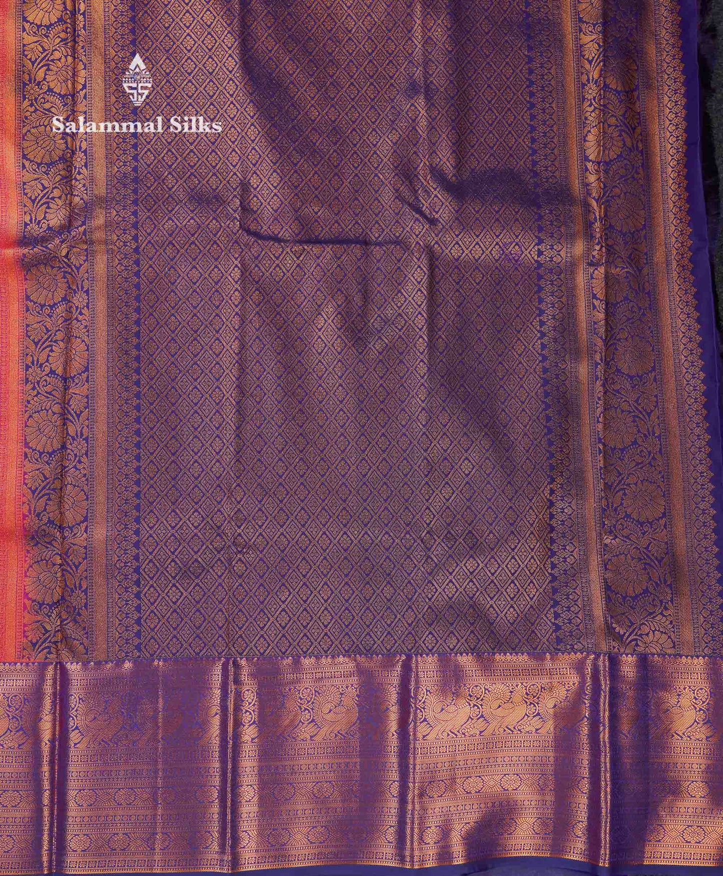 Beautiful Dual Tone Peach Orange Bridal Semi Silk Saree With Contrast Navy Blue Traditional Evening Morning Border
