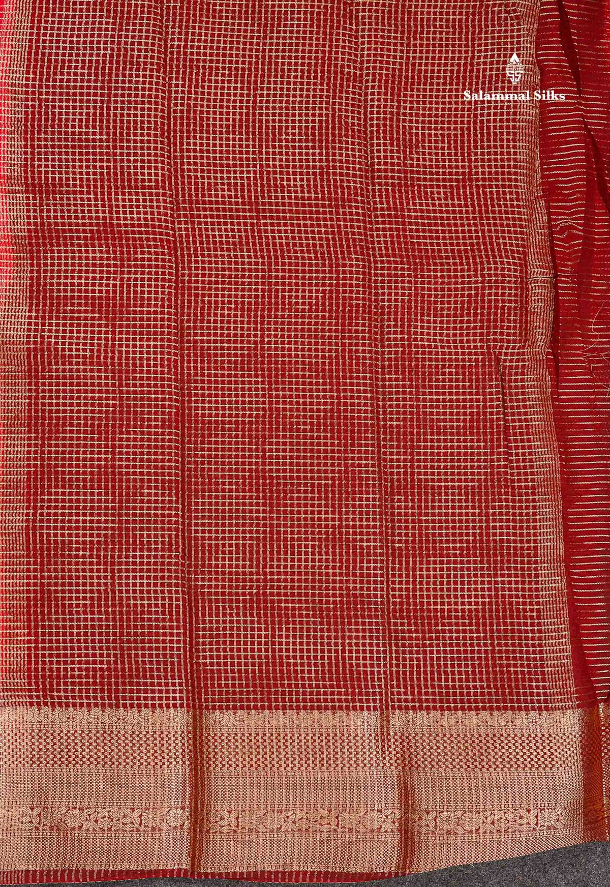 Semi Crepe Silk Saree - Pinkish Peach Colour Body Horizontal Line With Contrast Maroon Border