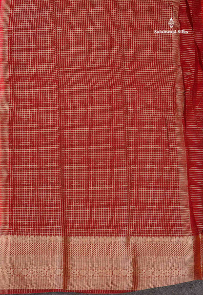 Semi Crepe Silk Saree - Pinkish Peach Colour Body Horizontal Line With Contrast Maroon Border