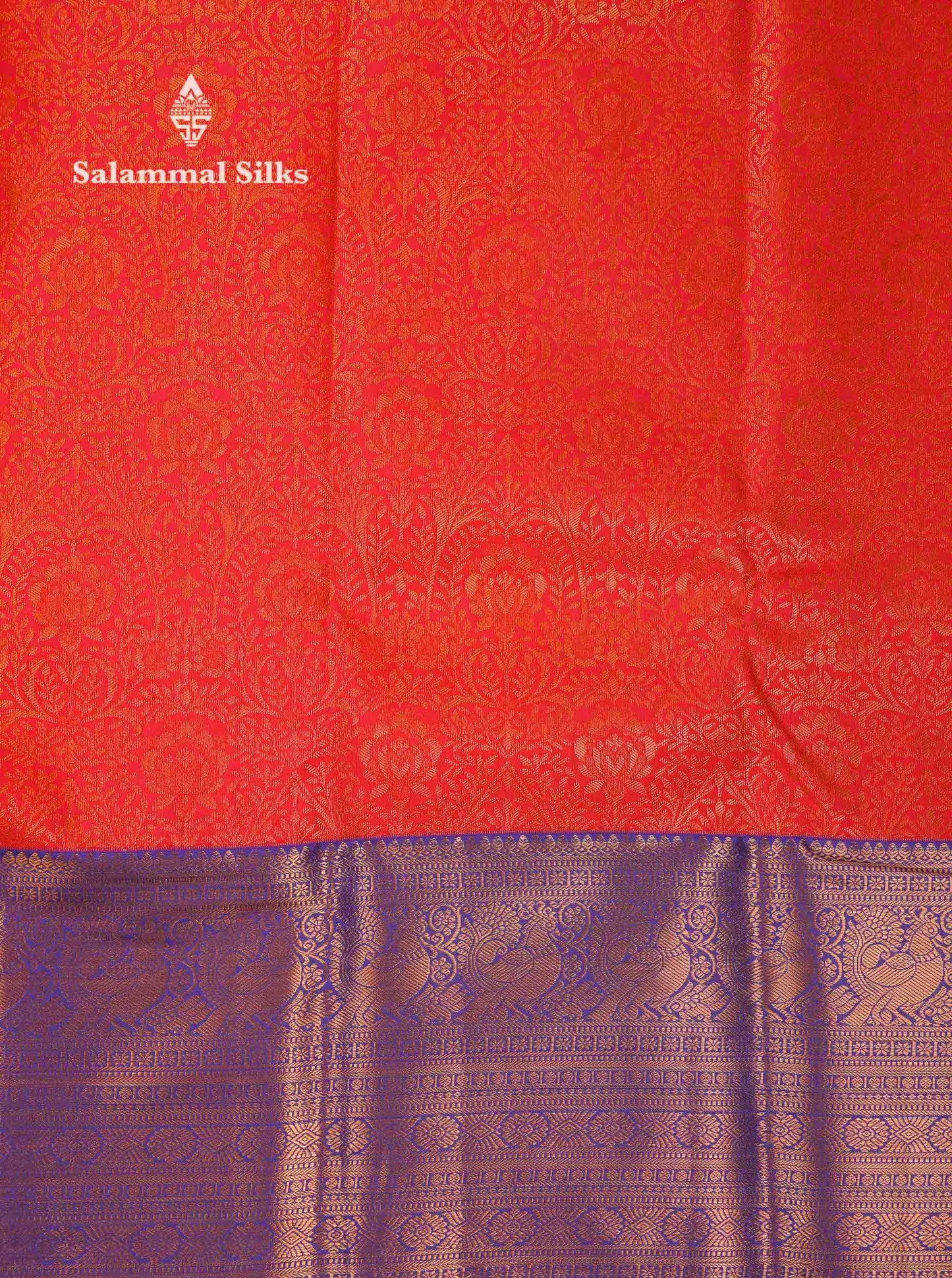 Beautiful Dual Tone Peach Orange Bridal Semi Silk Saree With Contrast Navy Blue Traditional Evening Morning Border