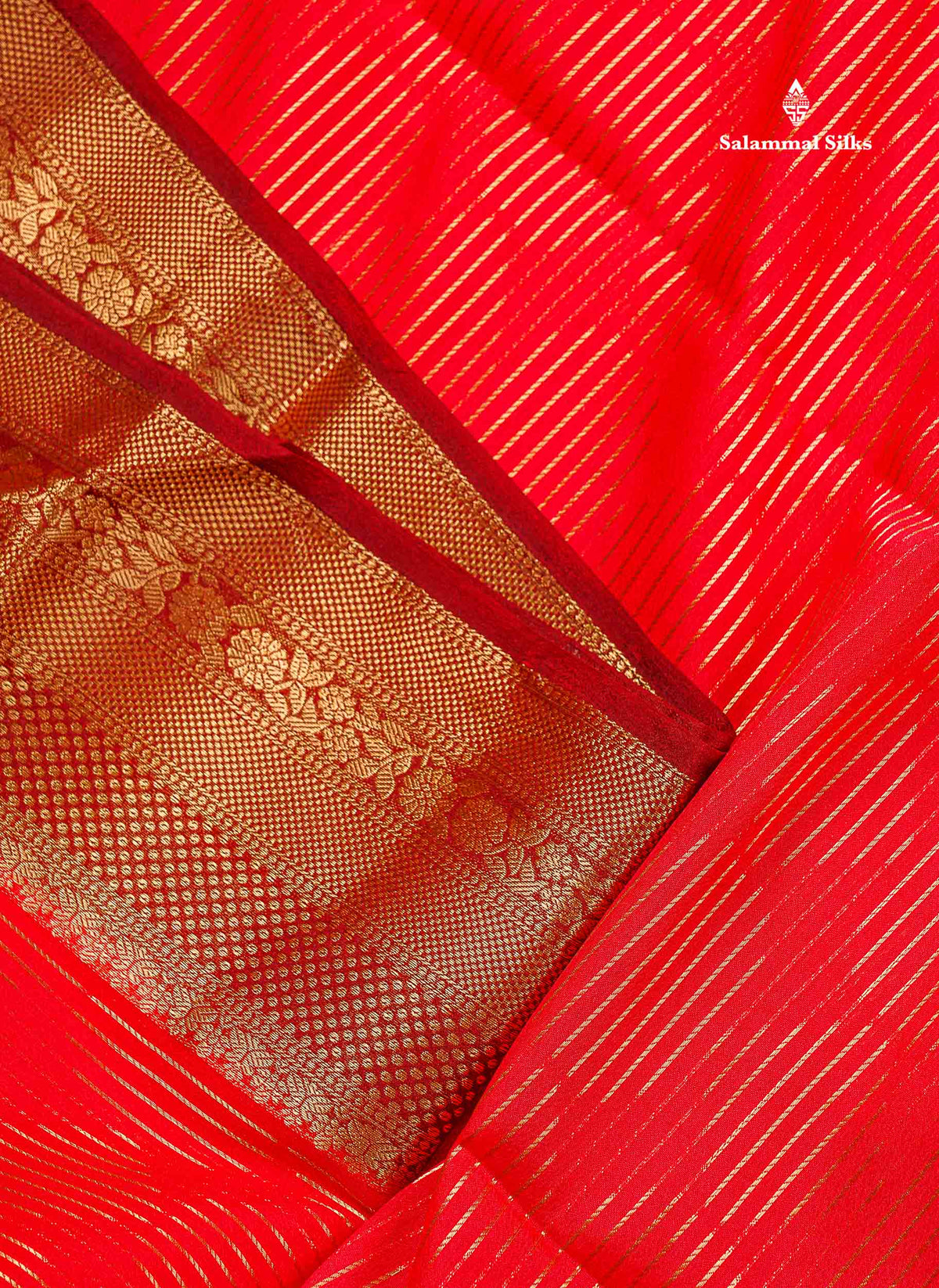 Semi Crepe Silk Saree - Pinkish Peach Colour Body Horizontal Line With Contrast Maroon Border