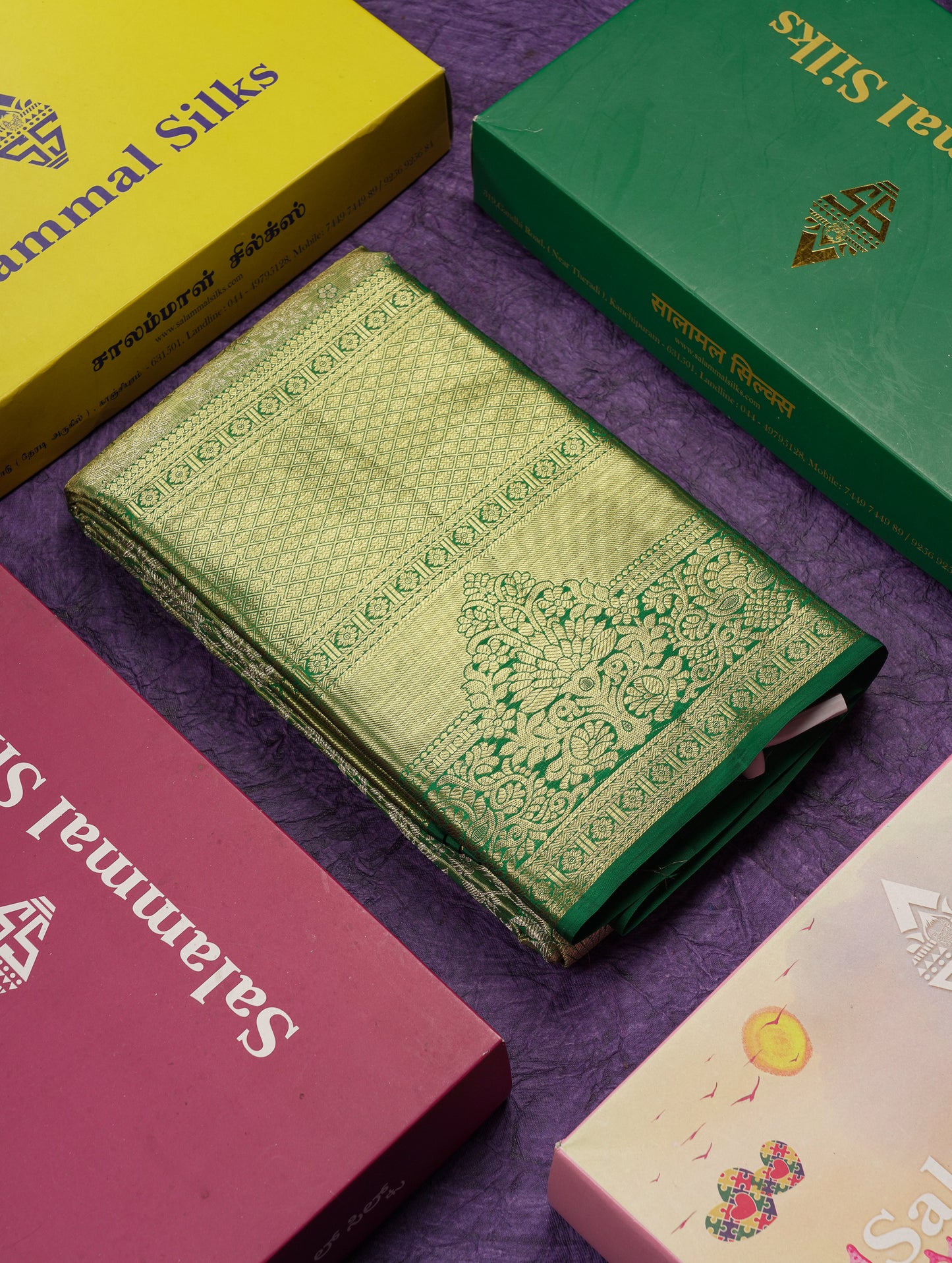 Beautiful Light Green Bridal Pure Kanjivaram Silk Saree With Contrast Bottle Green Traditional Evening Morning Border