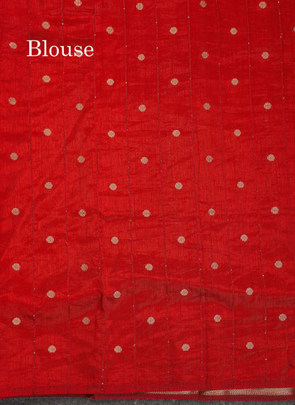 Semi Crepe Silk Saree - Pinkish Peach Colour Body Horizontal Line With Contrast Maroon Border