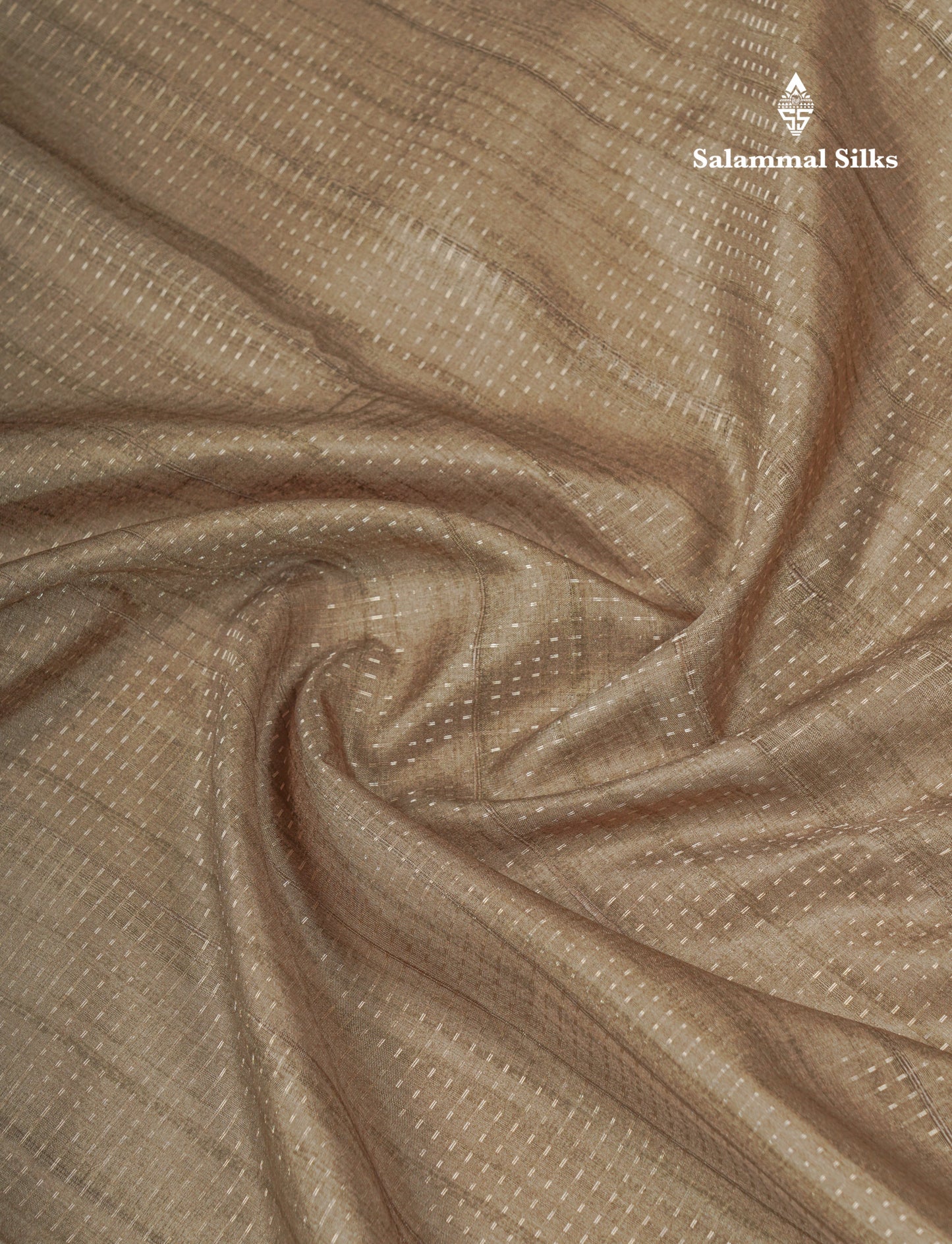 Olive Green Semi Tussar Fancy Saree With Contrast Sandal Floral Print Border