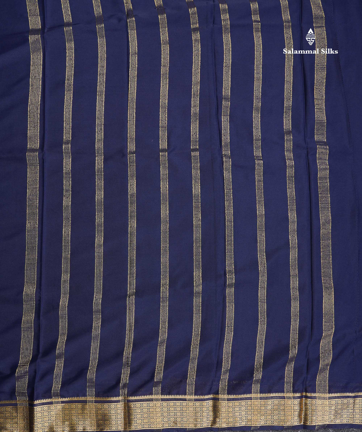 Semi Crepe Silk Saree - Navy Blue Colour Plain Body With Fancy Border