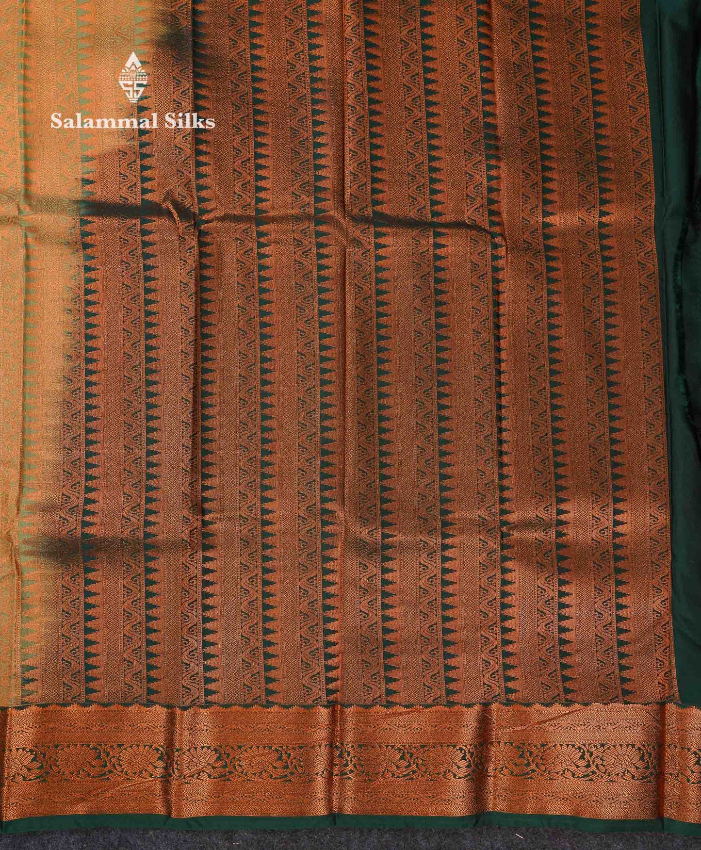 Beautiful Light Olive Green Zari Lines Semi Silk Saree With Contrast Bottle Green Traditional Border