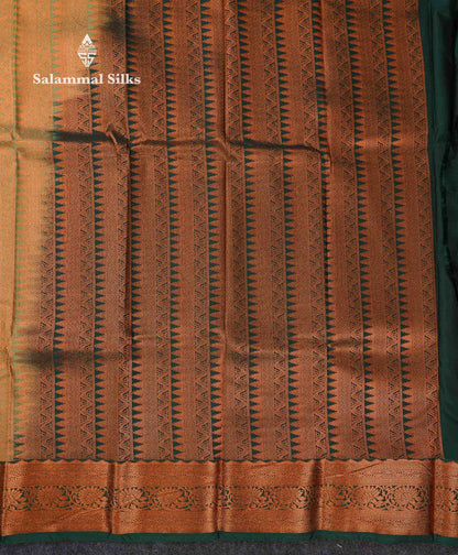 Beautiful Light Olive Green Zari Lines Semi Silk Saree With Contrast Bottle Green Traditional Border