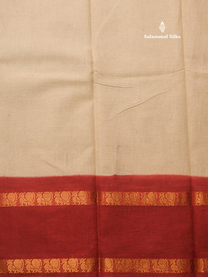 Reddish Pink Pure Sungudi Cotton Saree With Contrast Sapphire Green Gap Border