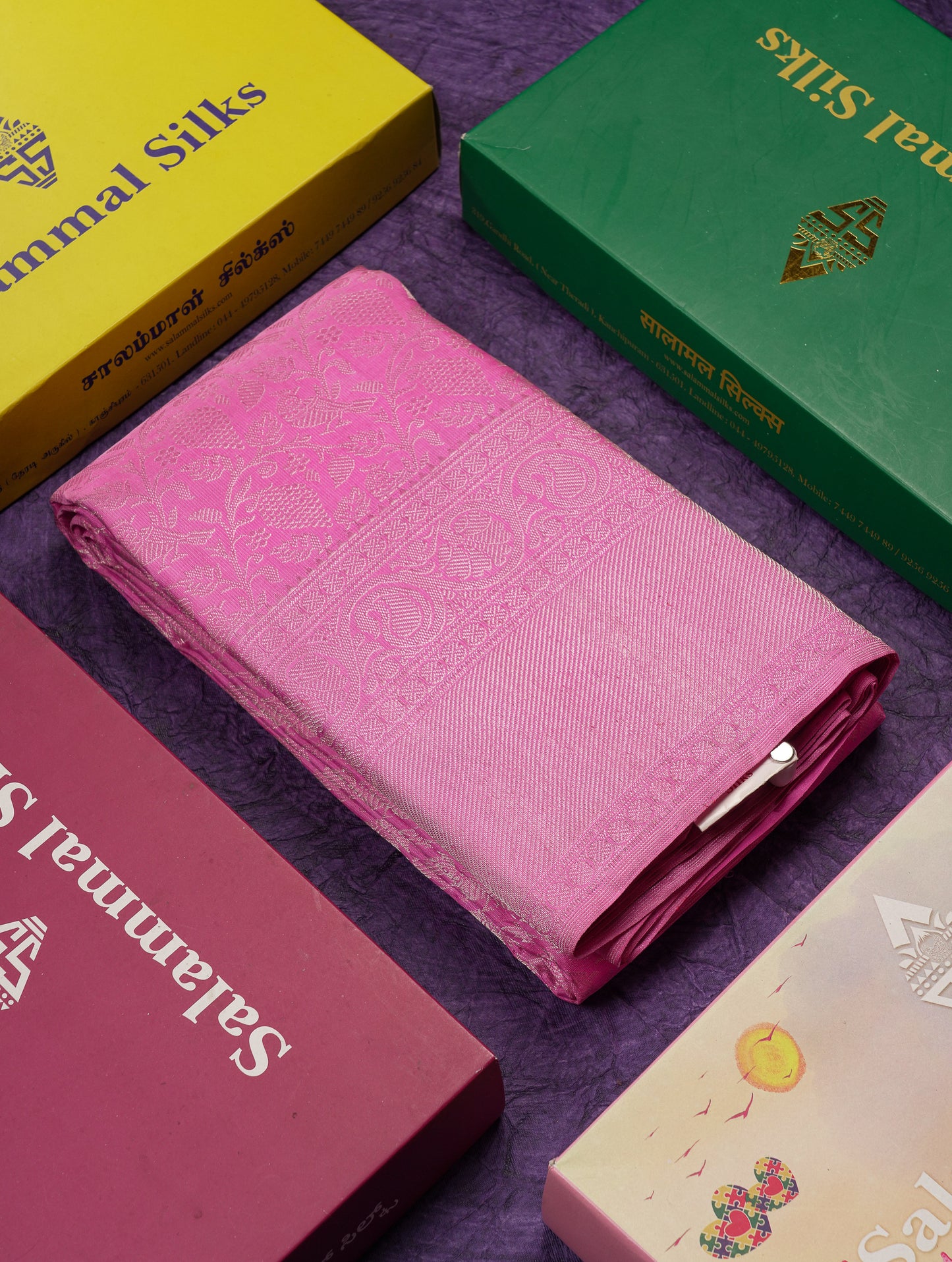 Beautiful Pink Bridal Pure Kanjivaram Silk Saree With Traditional Border