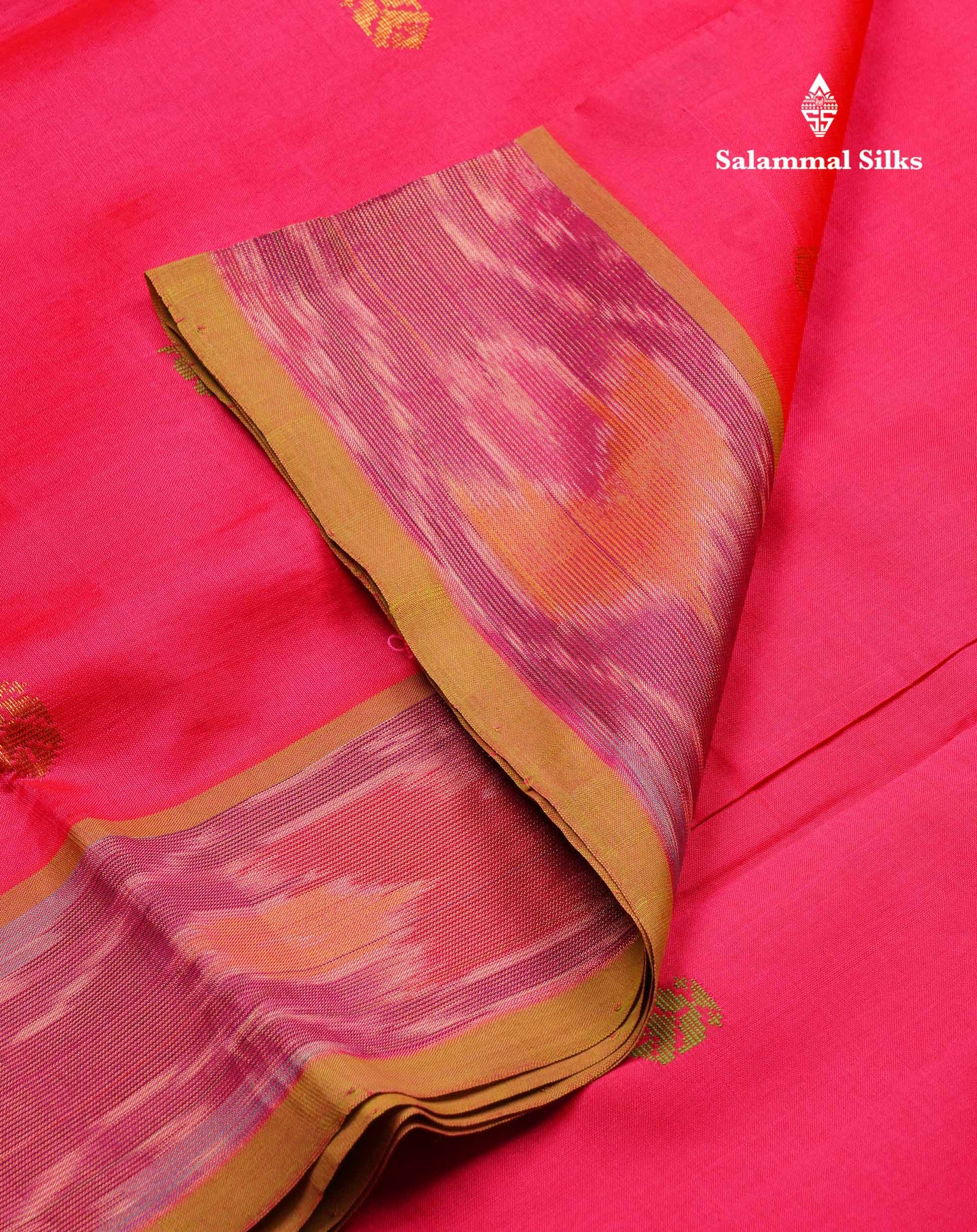 Beautiful Pink Thread Work Buttas Semi Silk Cotton Saree With Contrast Green Blouse