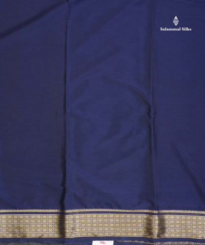 Semi Crepe Silk Saree - Navy Blue Colour Plain Body With Fancy Border