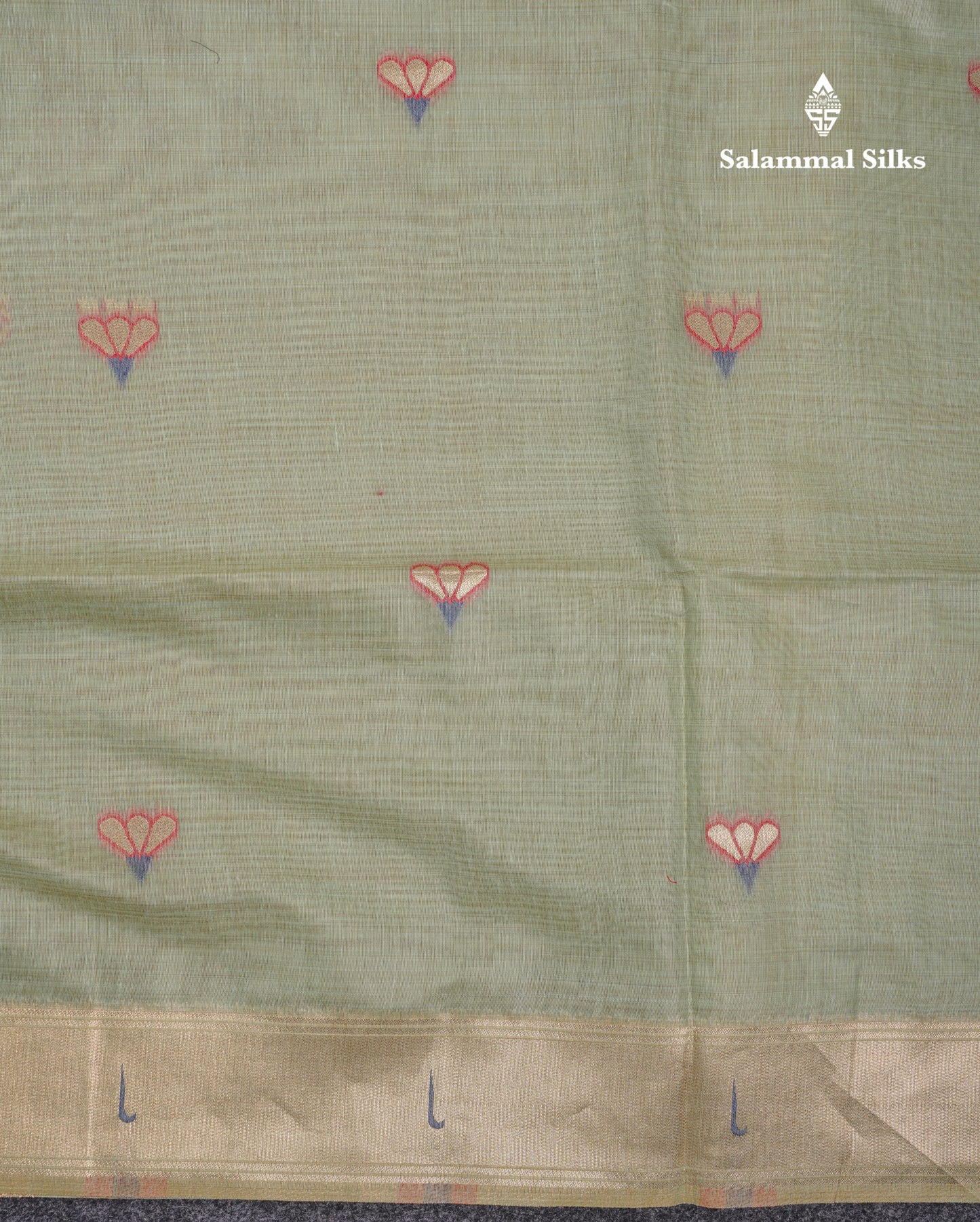 Beautiful Elaichi Green Menakari Work Muga Cotton Saree With Fancy Border