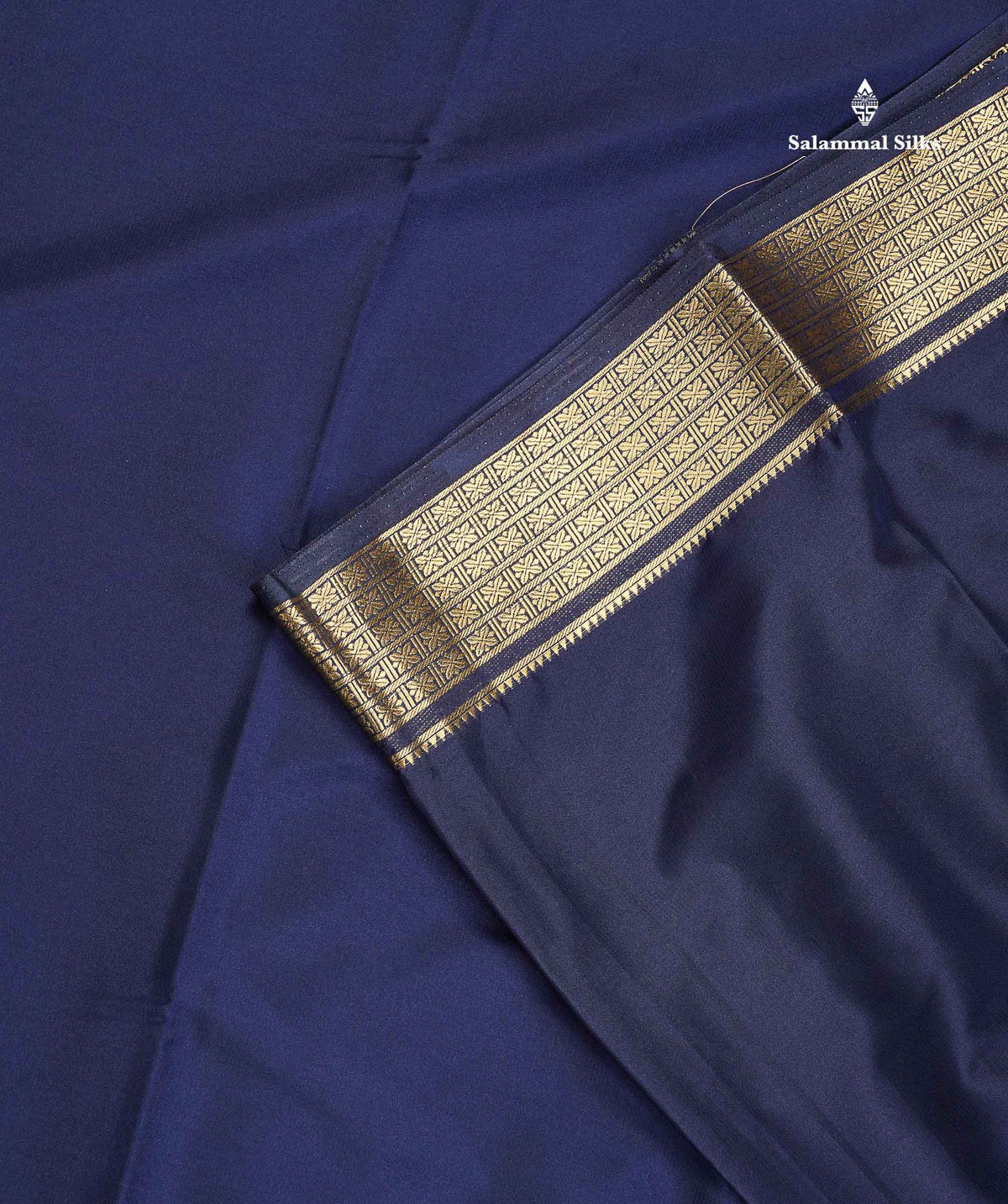 Semi Crepe Silk Saree - Navy Blue Colour Plain Body With Fancy Border