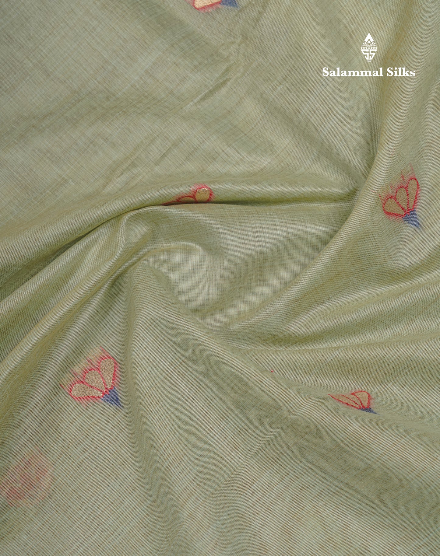 Beautiful Elaichi Green Menakari Work Muga Cotton Saree With Fancy Border