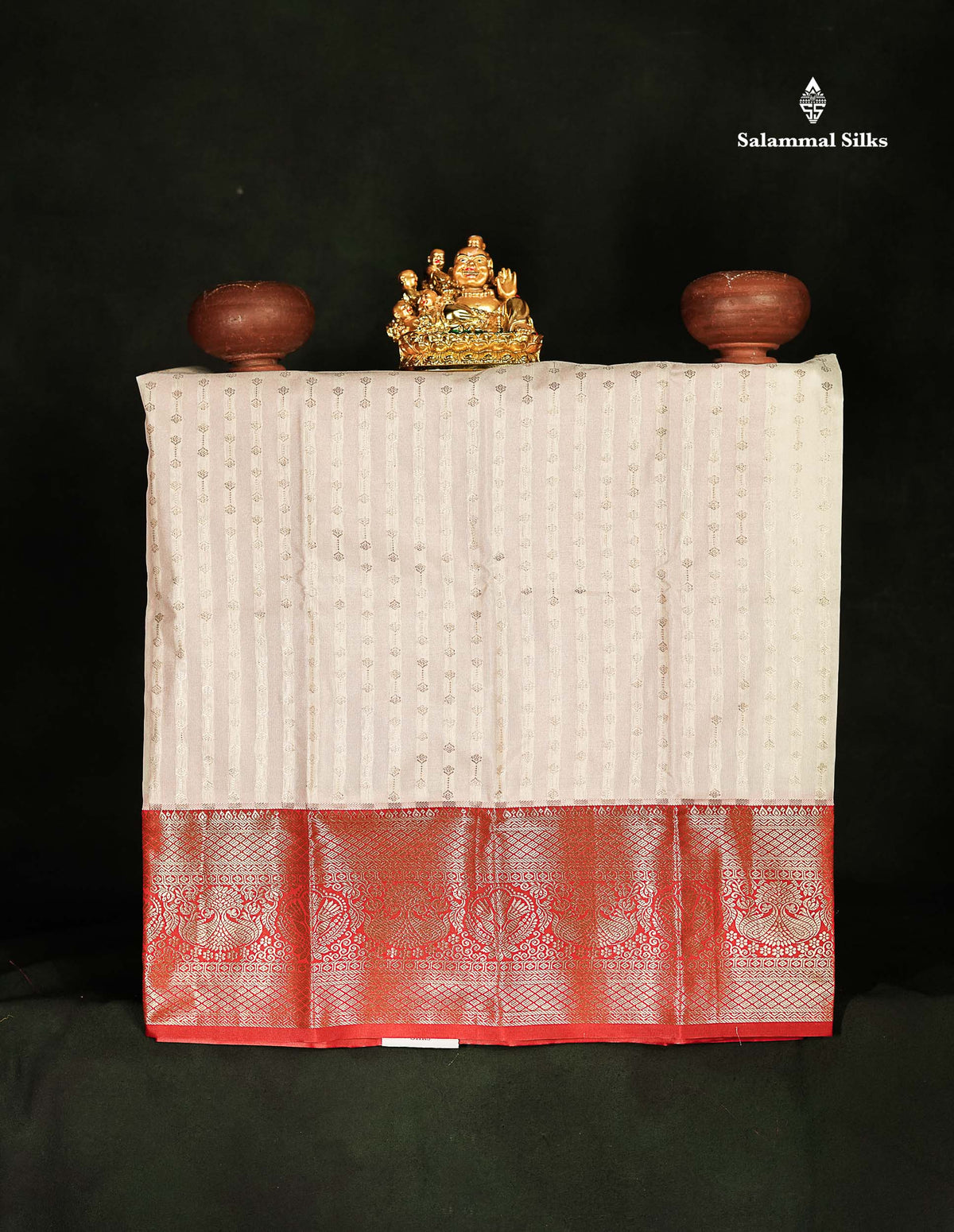 Semi Silk Pattu Pavadai - Half White Colour Body With Chilly Red Blouse | 0-2 Years