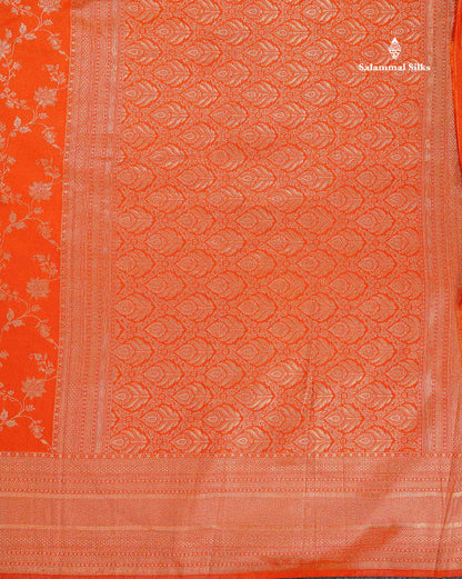 Semi Georgette Saree - Orange Colour Body With Fancy Border
