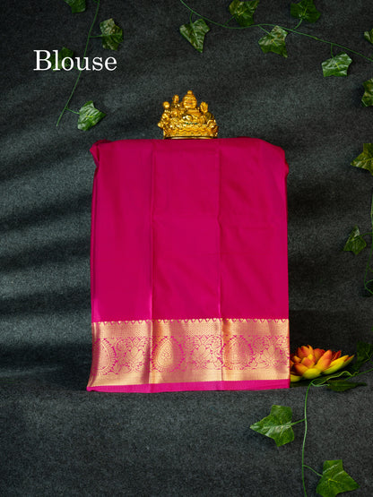 Semi Pattu Pavadai ( Sky Blue ) With Magenta Pink Blouse 18"
