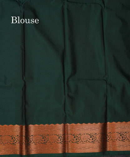 Beautiful Light Olive Green Zari Lines Semi Silk Saree With Contrast Bottle Green Traditional Border