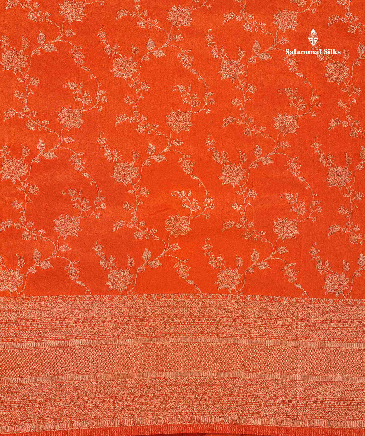 Semi Georgette Saree - Orange Colour Body With Fancy Border