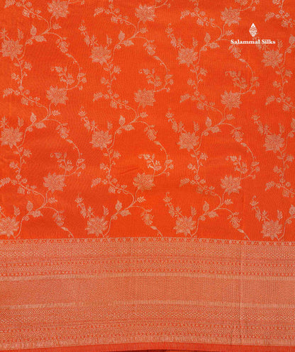 Semi Georgette Saree - Orange Colour Body With Fancy Border