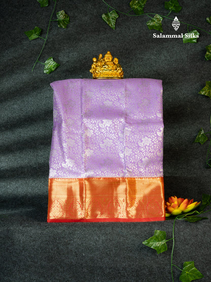 Semi Pattu Pavadai ( Lavender ) With Red Blouse 18"
