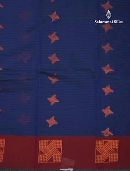 Beautiful Blue Kota Cotton Saree With Contrast Dark Maroon Fancy Border