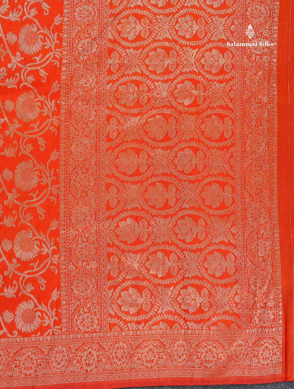 Semi Georgette Saree - Orange Colour Body With Fancy Border