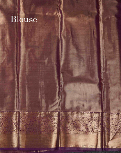 Beautiful Sea Green Tissue Bridal Semi Silk Saree With Contrast Dark Violet Traditional Border